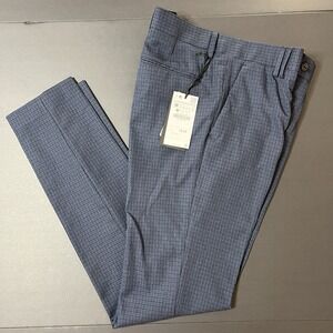 Zara Dress Pants Cool Max Blue Plaid Men's 30 NWT Preppy Office Workwear